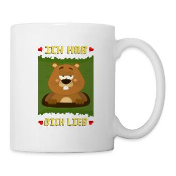 Baby Murmeltier (Wiese) findet: Ich hab dich lieb - Tasse - Weiß - Rechts