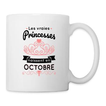 Anniversaire - Princesses naissent en octobre - Mug blanc - blanc - Droite
