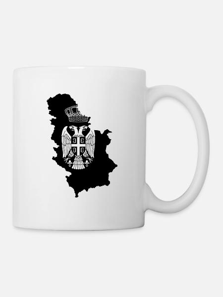Karte Adler Wappen Serbija Jugoslawien Balkan - Tasse - Weiß
