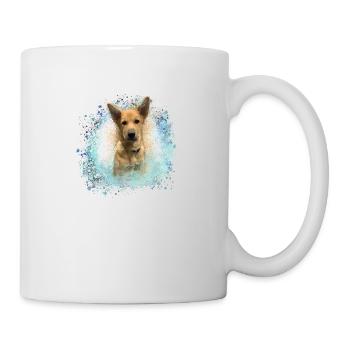 Canaan, dog, graffiti,beige,painting,blue - Mug - white - Right