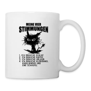 Meine Vier Stimmungen Spruch Job Beruf Katze - Tasse - Weiß - Rechts
