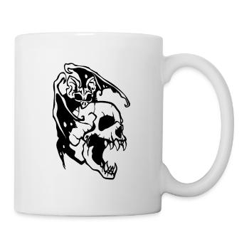 Fledermaus und Totenkopf Halloween - Tasse - Weiß - Rechts