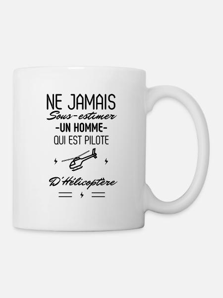 Ne jamais Sous estimer un Homme d'hélicoptère - Mug blanc - blanc