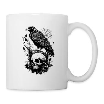 Raven Skull Forest Animal Bird Gothic Metal - Mug - white - Right