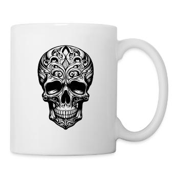 Totenkopf Tattoo Skull Tribal Gothic Metal Schädel - Tasse - Weiß - Rechts