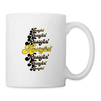 Rastafari Logo schwarz gelb in cooler Schrift - Tasse - Weiß - Rechts