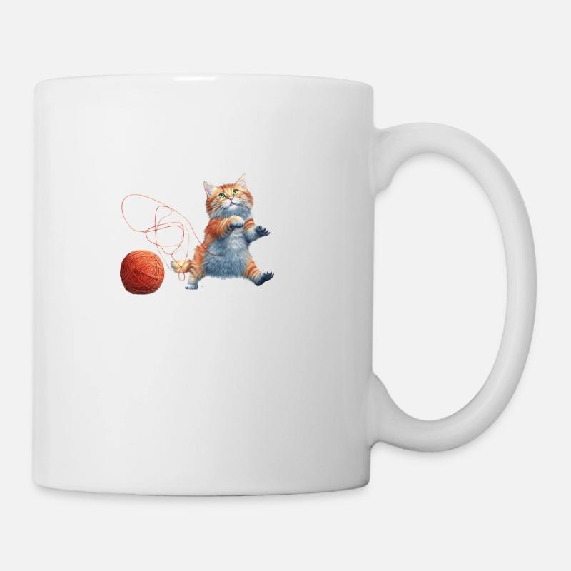 Cat with wool - Mug - white