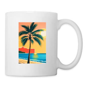 Hanaa Palm et plage - Mug blanc - blanc - Droite
