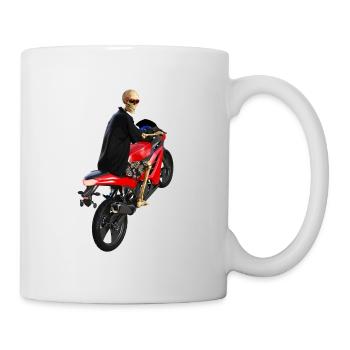 Sensenmann steigt um auf´s Motorrad - Tasse - Weiß - Rechts