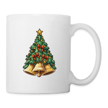 Weihnachtsbaum mit Glocken plus Deko - Tasse - Weiß - Rechts