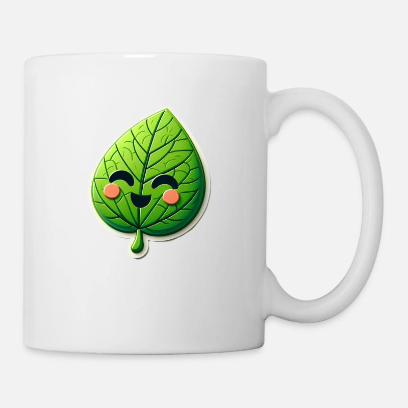 Lächelndes Frühlingsblatt - Tasse - Weiß