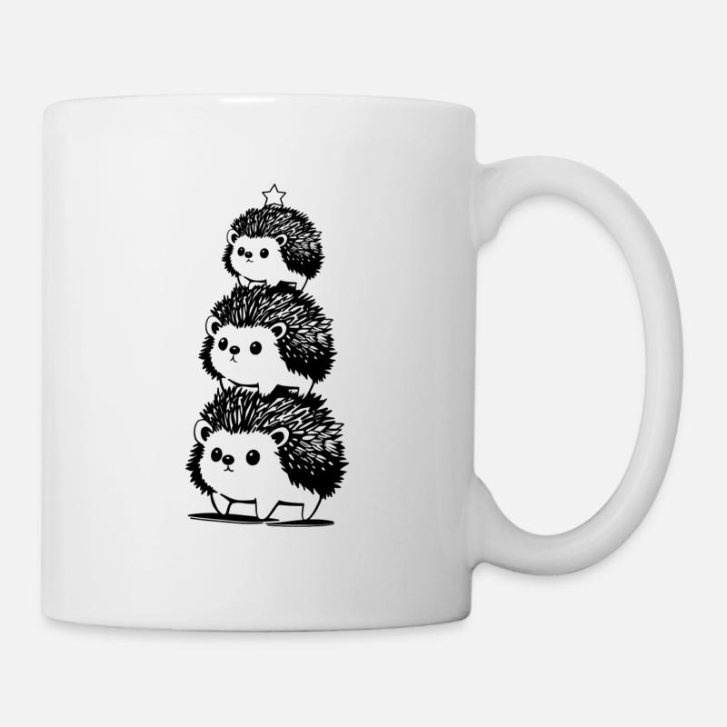 Igel Tannenbaum mit Stern - Tasse - Weiß