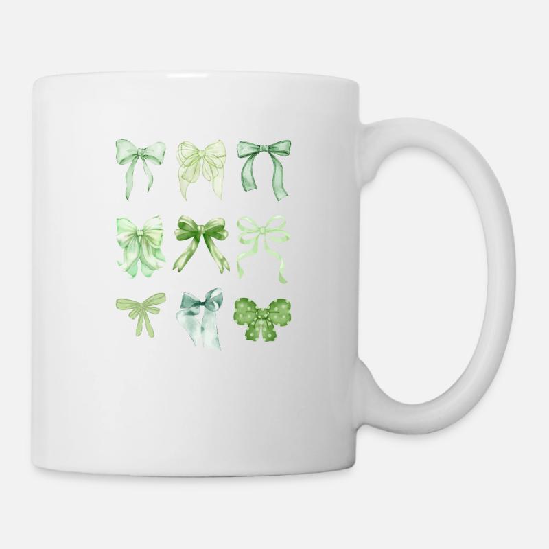 Grüne Schleifen - Tasse - Weiß