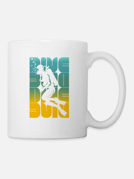 Silhouette de plongeur scuba - Mug blanc - blanc