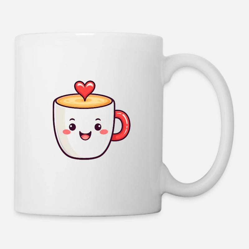 Kawaii Herzkaffee Becher - Tasse - Weiß