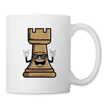 Schachfigur Turm Geschenk für Schachspieler - Tasse - Weiß - Rechts
