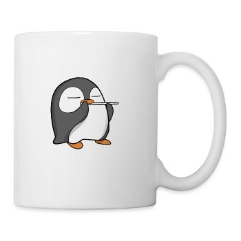 Penguin plays flute music - Mug - white - Right