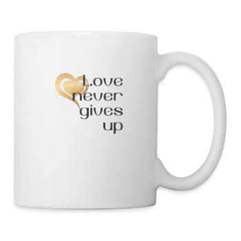 Christliches Design Liebe gibt niemals Bibelverse auf - Tasse - Weiß - Rechts