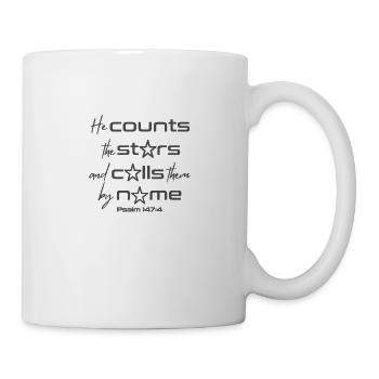 Christian Design zählt und benennt die Stars - Tasse - Weiß - Rechts