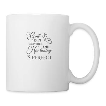 Christian Design God is in Control and His Timing - Mug - white - Right