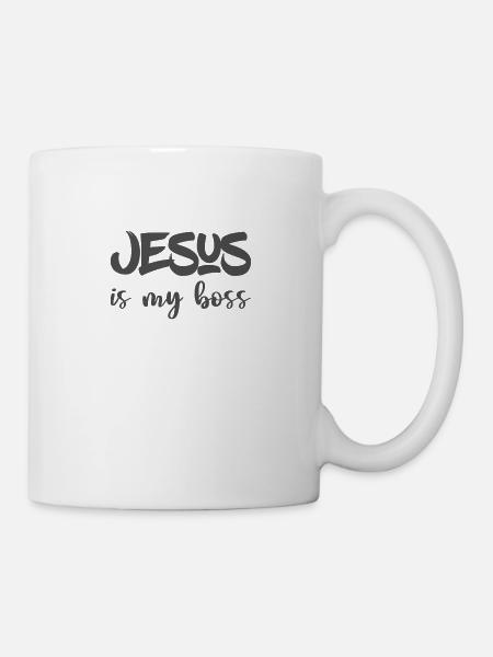 Christian Design Jesus ist mein Chef - Tasse - Weiß