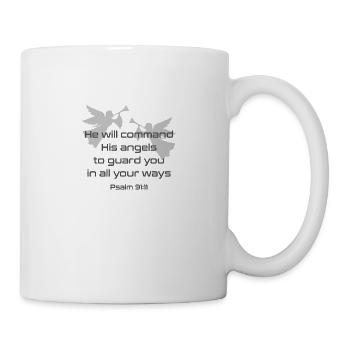 Christliches Design Er wird seinen Engel Psalm befehlen - Tasse - Weiß - Rechts