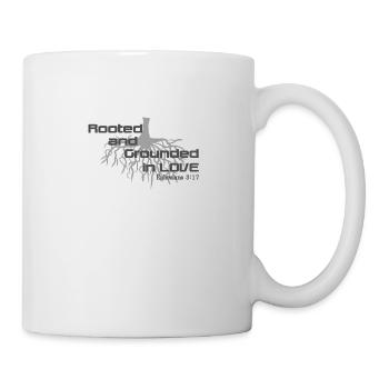 Christliches Design, das in der Liebe verwurzelt und geerdet ist - Tasse - Weiß - Rechts