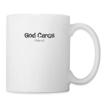 Christian Design God Cares 1 Petrus 5 Vers 7 - Tasse - Weiß - Rechts