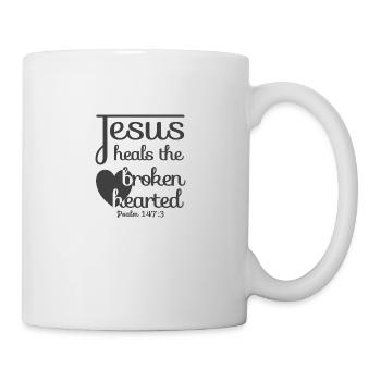 Christian Design Jesus heals the broken hearted - Mug - white - Right