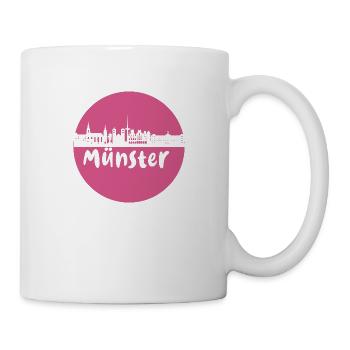 Münster, circle, skyline, silhouette, pink - Mug - white - Right