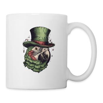 Cooler grüner Ara mit grünes Zylinder - Tasse - Weiß - Rechts