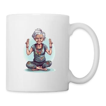 Cool Yoga Granny - La méditation dans la force de l’âge - Mug blanc - blanc - Droite