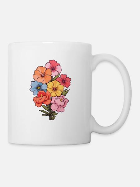 Blumen, Blumenstrauß - Tasse - Weiß