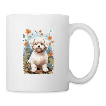 Bichon Havanais, Bichon Havenese, Dog in Natuen - Mug - white - Right