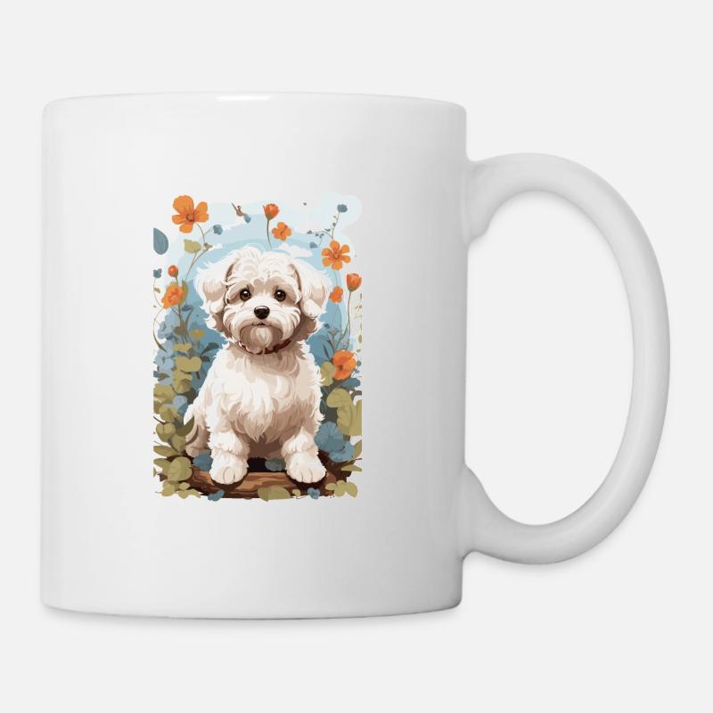 Bichon Havanais, Bichon Havenese, Dog in Natuen - Mug - white