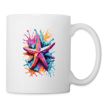 Seesterne im Meer, Aquarelle, See, Wasser - Tasse - Weiß - Rechts
