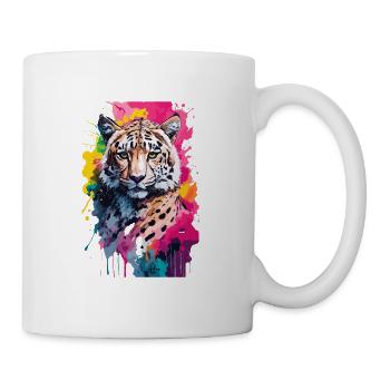 Gepard cool bunt in Aquarell, Illustration - Tasse - Weiß - Rechts