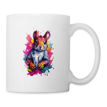 Eichhörnchen cooles Tier in buntem und coolem Design - Tasse - Weiß - Rechts