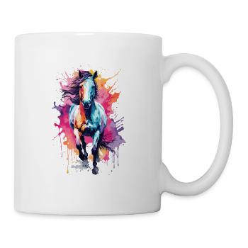 Pferd bunt in Aquarellen, Neon. Illustration - Tasse - Weiß - Rechts