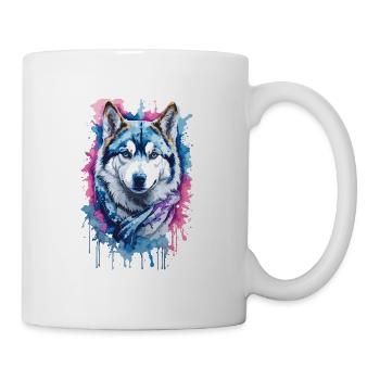Siberian Husky Dog in Aquarellen. Illustration - Tasse - Weiß - Rechts