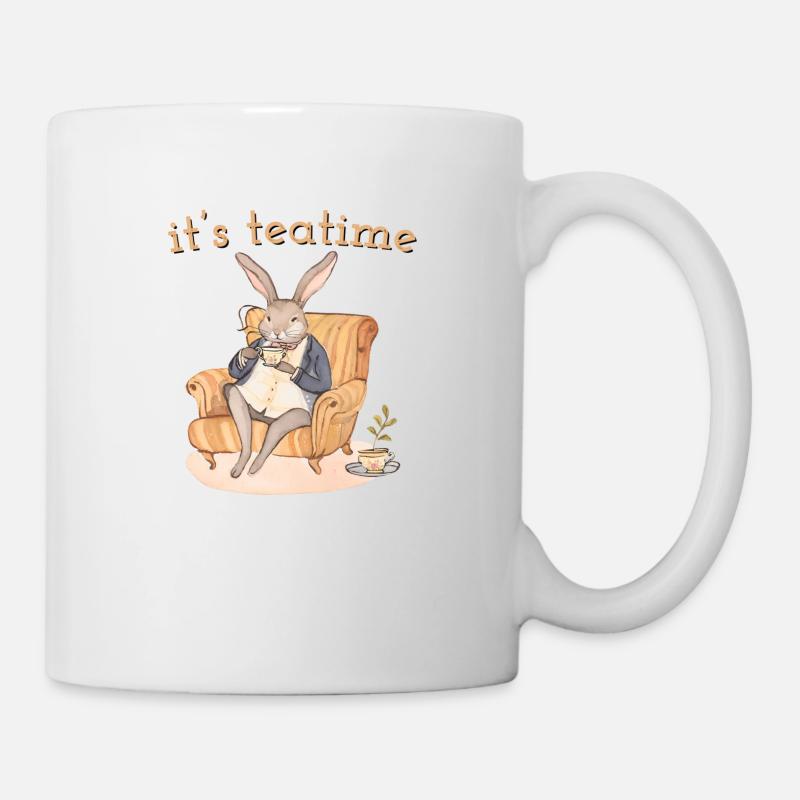 Hase Helene: Teepause in Eleganz - Tasse - Weiß
