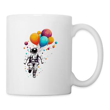 Astronaut mit Luftballons, Weltraum, Illustration, - Tasse - Weiß - Rechts