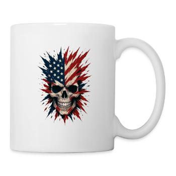 Crâne avec drapeau américain - Mug blanc - blanc - Droite