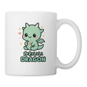 Little Kawaii Dragon with Hearts - Mug - white - Right
