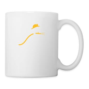 Un pompier avec un tuyau d'eau - Mug blanc - blanc - Droite