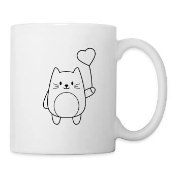 Cat with heart balloon - Mug - white - Right