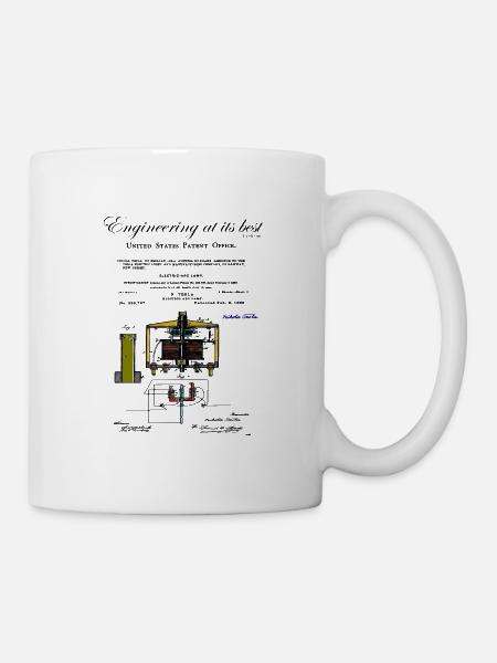 Nikola Tesla / lampe à arc électrique, colorée - Mug blanc - blanc