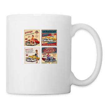 Vintage Auto Poster, Oldtimer, Vintage Poster, - Tasse - Weiß - Rechts