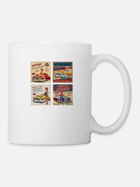 Vintage Car Poster, Vintage Cars, Vintage Poster, - Mug - white