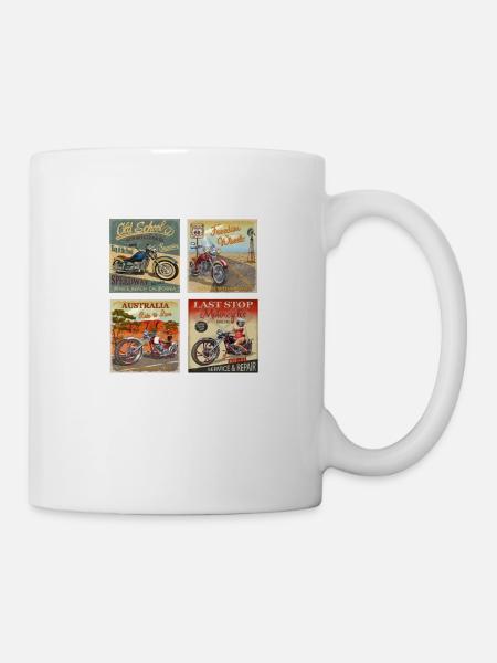 Vintage Motorcycle Poster, Vintage Motorcycle - Mug - white